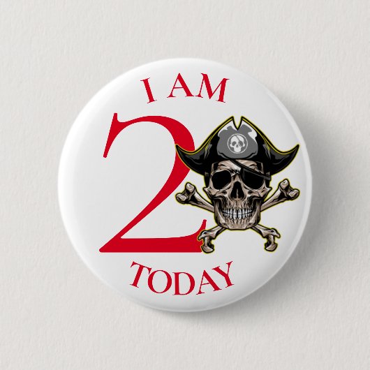 海賊スカル赤十字骨2ndバースデーボタン 缶バッジ (正面)