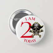 海賊スカル赤十字骨2ndバースデーボタン 缶バッジ (正面&裏面)