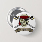 海賊スカル骨が交差した図形すてきロジャー着色ページ 缶バッジ (正面&裏面)