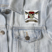 海賊スカル骨が交差した図形すてきロジャー着色ページ 缶バッジ (インサイチュ)