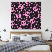 海賊スカル:ガーリッシュハートパターン キャンバスプリント (インサイチュ (寝室))