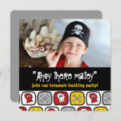 海賊スカル&ボーンズ男の子バースデーパーティー招待状 招待状 (正面/裏面)