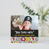 海賊スカル&ボーンズ男の子バースデーパーティー招待状 招待状 (スタンド正面)