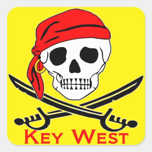 海賊スカルKey West スクエアシール (正面)