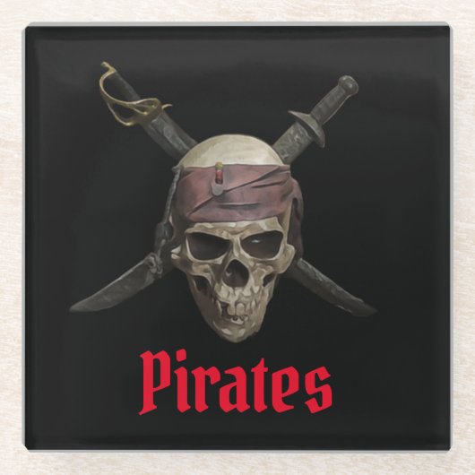 海賊スケルトンガラスのコースター ガラスコースター (正面)