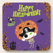 海賊スケルトン猫懸命プラスチック コースター (正面)