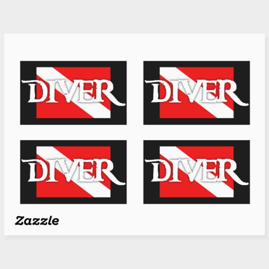 海賊スタイルダイブ旗 長方形シール (シート)