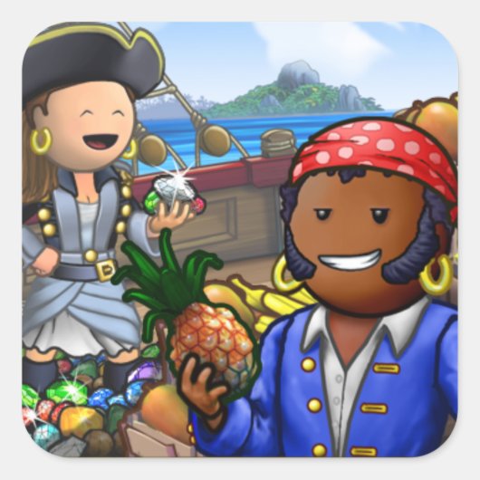 海賊ステッカー スクエアシール (正面)