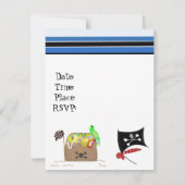 海賊ストライプの誕生日パーティーへの招待 招待状 (裏面)