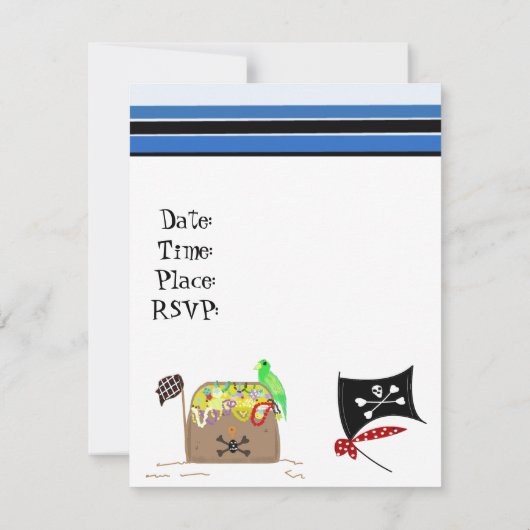 海賊ストライプの誕生日パーティーへの招待 招待状 (裏面)