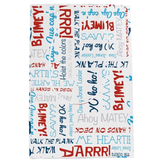 海賊スローガンパーティー海賊中抱き枕 ミディアムペーパーバッグ (正面)