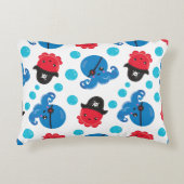 海賊タコ、タコ柄、海獣 アクセントクッション (正面)