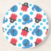 海賊タコ、タコ柄、海獣 コースター (正面)