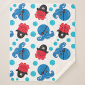 海賊タコ、タコ柄、海獣 シェルパブランケット (正面)