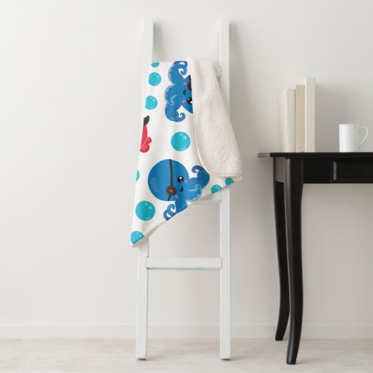 海賊タコ、タコ柄、海獣 シェルパブランケット (インサイチュ)