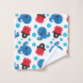 海賊タコ、タコ柄、海獣 バスタオルセット (ウォッシュタオル)