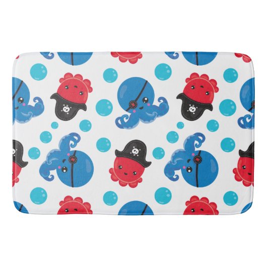 海賊タコ、タコ柄、海獣 バスマット (正面)