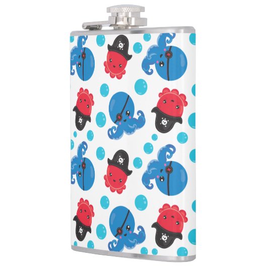 海賊タコ、タコ柄、海獣 フラスク (左)