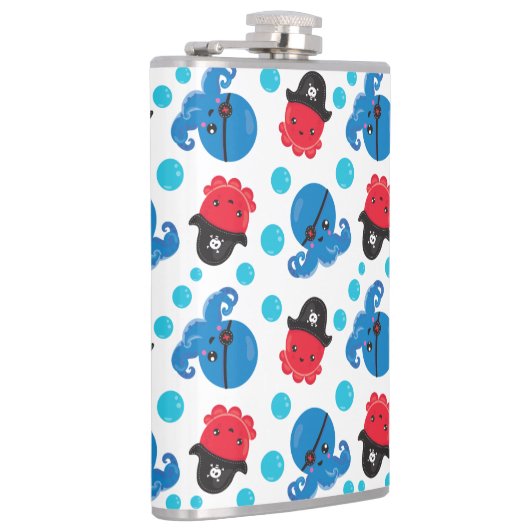 海賊タコ、タコ柄、海獣 フラスク (右)