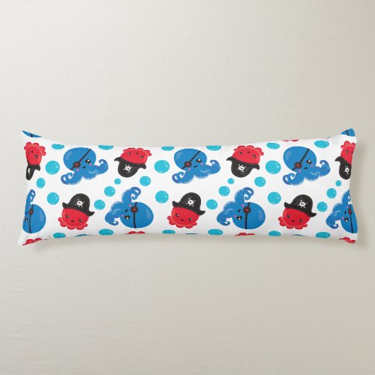 海賊タコ、タコ柄、海獣 ボディピロー (正面)