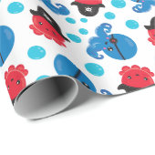 海賊タコ、タコ柄、海獣 ラッピングペーパー (ロールコーナー)