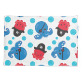 海賊タコ、タコ柄、海獣 枕カバー (裏面)