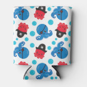 海賊タコ、タコ柄、海獣 缶クーラー (正面)