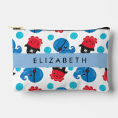 海賊タコ、タコ柄、海、お名前 アクセサリーポーチ (正面)