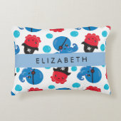 海賊タコ、タコ柄、海、お名前 アクセントクッション (正面)