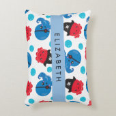 海賊タコ、タコ柄、海、お名前 アクセントクッション (正面(垂直))