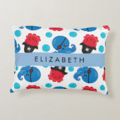 海賊タコ、タコ柄、海、お名前 アクセントクッション (裏面)