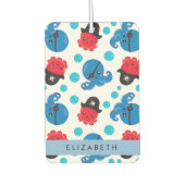 海賊タコ、タコ柄、海、お名前 カーエアーフレッシュナー (正面)