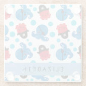 海賊タコ、タコ柄、海、お名前 ガラスコースター (裏面)