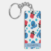 海賊タコ、タコ柄、海、お名前 キーホルダー (正面左)