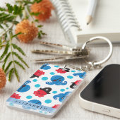 海賊タコ、タコ柄、海、お名前 キーホルダー (正面右)