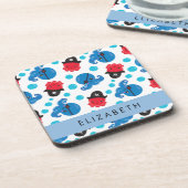 海賊タコ、タコ柄、海、お名前 コースター (左側)