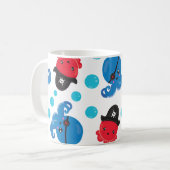 海賊タコ、タコ柄、海、お名前 コーヒーマグカップ (正面左)