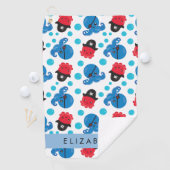 海賊タコ、タコ柄、海、お名前 ゴルフタオル (インサイチュ)