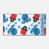 海賊タコ、タコ柄、海、お名前 デスクマット (正面)