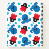 海賊タコ、タコ柄、海、お名前 ノートブック (裏面)