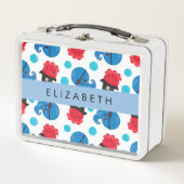 海賊タコ、タコ柄、海、お名前 メタルランチボックス (正面)