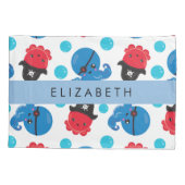 海賊タコ、タコ柄、海、お名前 枕カバー (裏面)