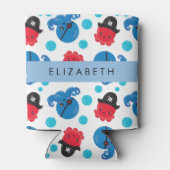 海賊タコ、タコ柄、海、お名前 缶クーラー (裏面)