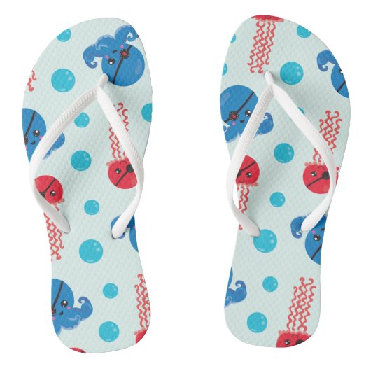 海賊タコ、海賊クラゲ、海の動物 ビーチサンダル (ソール)