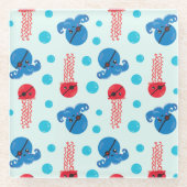 海賊タコ、海賊クラゲ、海獣 ガラスコースター (正面)