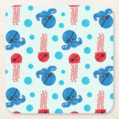 海賊タコ、海賊クラゲ、海獣 スクエアペーパーコースター (正面)