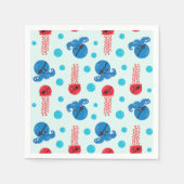 海賊タコ、海賊クラゲ、海獣 スタンダードカクテルナプキン (正面)