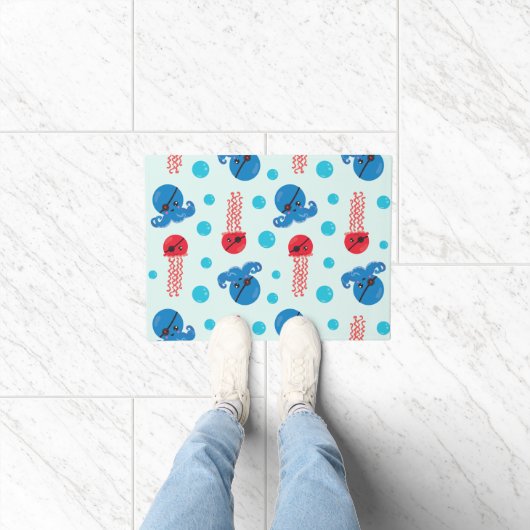 海賊タコ、海賊クラゲ、海獣 ドアマット (室内)