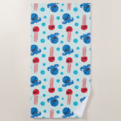 海賊タコ、海賊クラゲ、海獣 ビーチタオル (正面)