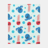 海賊タコ、海賊クラゲ、海獣 フリースブランケット (正面)